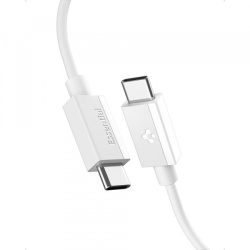Cablu Date si Incarcare USB-C - USB-C Spigen Essential, 60W, 2m, Alb
