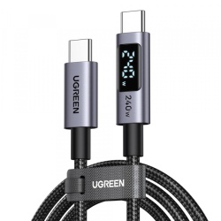 Cablu Date si Incarcare USB-C - USB-C UGREEN 65867 Display, 240W, 2m, Gri