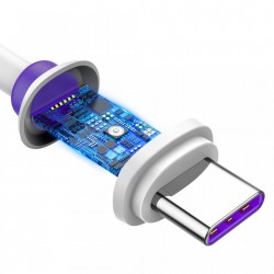 Cablu de date si incarcare , Baseus Purple Ring HW Quick Charger Usb la USB Type C 40W 1m Alb - Img 6