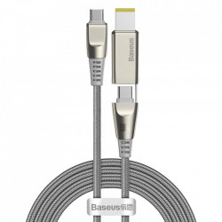 Cablu de incarcare si date Baseus 2in1 USB - USB Typ C / Lenovo (mufa patrata) Adaptor DC mufa laptop 2 m 100 W 5 A gri (CA1T2-B0G)