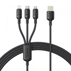 Cablu Incarcare USB-A - Lightning / microUSB / USB-C Baseus Silky, 100W, 1.5m, Negru P10377705123-00