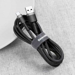 Cablu Type C , QC3.0 , 2.4A , 1M, BASEUS Cafule Durable Nylon, negru+gri - Img 5