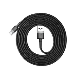 Cablu Type C , QC3.0 , 2.4A , 2M, BASEUS Cafule Durable Nylon, negru+gri - Img 4