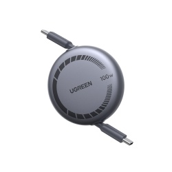 Cablu Ugreen Nexode USB-C la USB-C PD Fast Charge, retractabil, 100W, 1m, Gri