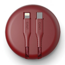 Cablu UNIQ MFI Halo cu cablu retractabil USB-C la Lightning 18W 1.2m - rosu