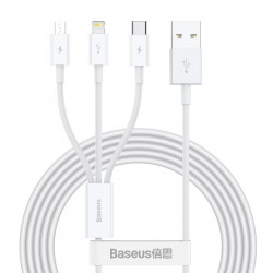 Cablu USB 3in1 Baseus Superior Series, USB la micro USB / USB-C / Lightning, 3,5A, 1,5m (alb)