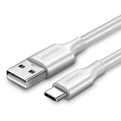 Cablu USB-C QC3.0 UGREEN placat cu nichel 0,5m cablu (alb)