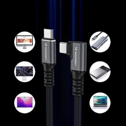 Cablu USB-C Thunderbolt 4 Wozinsky WPS3-UY41S, 240W, 1m, 4K, înclinat - Negru - Img 6