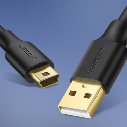 Cablu USB placat cu aur Ugreen cu 5 pini - mini USB 0,5 m negru (US132)