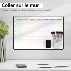 Calendar / Planificator Săptămânal Adeziv pentru Perete Tableau Blanc, Limba Franceză, Dimensiune 42 x 28 cm, cu Accesorii Incluse - Img 4