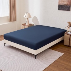 Cearșaf de pat Typec Home cu elastic King (180x200 cm), buzunar adânc 35 cm, microfibră moale și respirabilă, rezistent și fără șifonare, Albastru Marin
