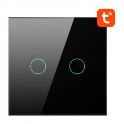 Comutator de lumina inteligent WiFi Avatto TS02-EU-B2 2 cai (negru)
