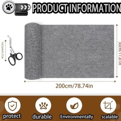 Covoraș autocolant pentru zgâriat pisici, 200 x 30 cm, rolă decupabilă anti-zgârieturi, protecție canapea, perete, mobilă și ansambluri joacă, Alb - Img 6
