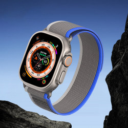 Curea sport Velcro pentru Apple Watch 8 / 7 / 6 / SE / 5 / 4 / 3 / 2 / 1 (38, 40, 41 mm) Curea Dux Ducis Versiune YJ - Albastru Gri - Img 8