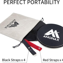 Discuri Glisante pentru Fitness Amonax cu Benzi de Fixare pentru Picioare, Glisiere Duble pentru Antrenament Full Body, Abdomen și Core, Compatibile cu Orice Suprafață, cu Geantă de Transport Inclusă - Img 2