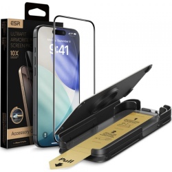 Folie de protectie Ecran ESR UltraFit Armorite Pro pentru Apple iPhone 17 Pro, Sticla Securizata, Full Glue, Neagra