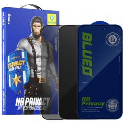 Folie de protectie Ecran Privacy Blueo Anti-Peep2 pentru Apple iPhone 14 Pro Max, Sticla Securizata, Full Glue