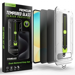 Folie de protectie Ecran Privacy Techsuit TitanGlass CrystalHD pentru Samsung Galaxy S24 FE S721, Sticla Securizata, Full Glue, Set 2 bucati