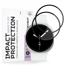 Folie Protectie Techsuit Nano Flex pentru Samsung Galaxy Watch8 44mm, Set 2 bucati, Plastic, Neagra