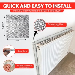 Folie Reflectorizantă pentru Calorifer 5m x 60cm, Rolă Izolație Termică cu Bandă Adezivă Inclusă, Reducere Pierderi de Căldură - Img 6