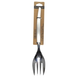 Furculiță mare de servire din inox 18/0, lungime 25.5 cm, grosime 2.5 mm, tacâm profesional servire friptură și salată, Argintiu