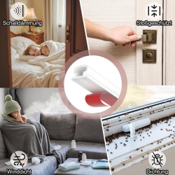 Garnitură Adezivă Autocolantă pentru Uși și Ferestre Typec Home, Profil D, Din TPE Gros, Hidroizolantă, Fonoizolantă, Compatibilă Fante 2.5 - 5 mm, Lungime 12 metri, Culoare Alb - Img 4