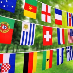 Ghirlandă cu Steaguri Internaționale din 100 de Țări, Șirag Banderole Steagurile Lumii pentru Fotbal, Baruri Sportive, Terase, Campionatul Mondial și Jocuri Olimpice, Poliester Rezistent de Interior și Exterior - Img 4
