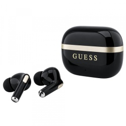 Handsfree Bluetooth Guess Glossy Gold Line Printed Classic Logo, TWS, Negru