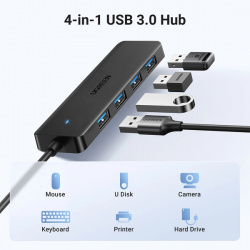 HUB Ugreen CM219 cu 4 porturi USB-A 3.0 și cablu USB-A 3.0 - negru - Img 5
