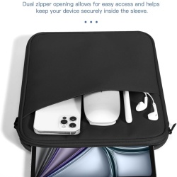 Husă de Protecție Slim 13 Inch pentru Tabletă și Laptop, Buzunare Multi-Compartiment, Material Rezistent la Stropire, Compatibilă iPad Pro 13"/12.9", Galaxy Tab S10+/S9+, Surface Pro și reMarkable, Negru - Img 3