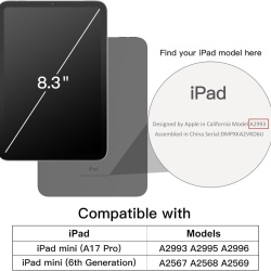 Husă de Protecție Tri-Fold pentru iPad mini 7 A17 Pro (2024) / iPad mini 6 (2021), Smart Cover cu Funcție Auto Sleep/Wake, Spate Mat Translucid, Albastru Închis (Navy Blue) - Img 6