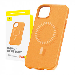 Husa magnetica pentru telefon pentru iPhone 15 Seria Baseus Fauxther (portocaliu)
