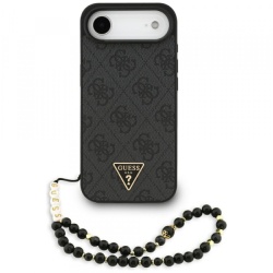 Husa MagSafe pentru Apple iPhone 17 Air, Guess, 4G Triangle Logo with Cord Strap, Neagra