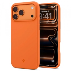 Husa MagSafe pentru Apple iPhone 17 Pro Max, Spigen, Silicone Fit, Portocalie