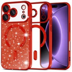 Husa MagSafe pentru Apple iPhone 18 Pro / 17 Pro, Techsuit, Luxury Glitter, Rosie
