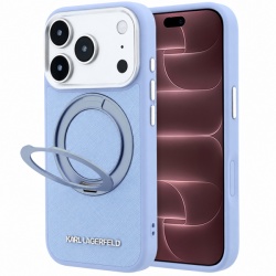 Husa MagSafe pentru Apple iPhone 18 Pro Max / 17 Pro Max, Karl Lagerfeld, Ring Stand 360 Saffiano, Bleu
