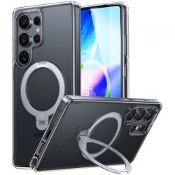 Husa MagSafe pentru Samsung Galaxy S25 Ultra S938, Torras, Ostand Spin, Transparenta