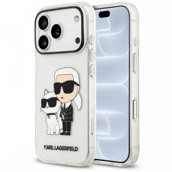 Husa pentru Apple iPhone 18 Pro / 17 Pro, Karl Lagerfeld, IML Glitter Karl and Choupette NFT, Transparenta