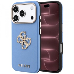 Husa pentru Apple iPhone 18 Pro Max / 17 Pro Max, Guess, Smooth Big Strass Logo, Bleu