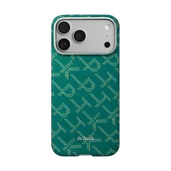 Husa Pitaka pentru iPhone 17 Pro, Ultra-Slim, PitaTap™, Monogram-Gold/Green
