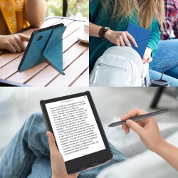 Husă Pliabilă cu Stand și Închidere Magnetică Compatibilă cu Kobo Libra H2O, Piele Ecologică PU, Protecție Completă Față-Verso, Culoare Lavandă - Img 8