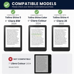Husă tip carte compatibilă cu Kobo Clara Colour / BW / 2E (ecran 6"), funcție Auto Sleep/Wake, închidere magnetică, protecție completă, Verde Agave - Img 3