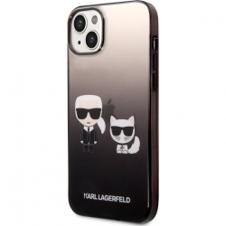 Husa TPU Karl Lagerfeld Gradient pentru Apple iPhone 14 Plus, Karl and Choupette, Neagra KLHCP14MTGKCK