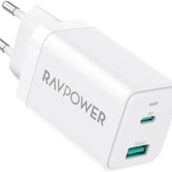 Incarcator RavPower RP-PC171, 45W, GaN PD, USB-C, USB-A, Alb