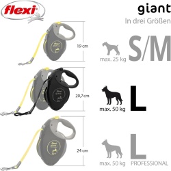 Lesă Retractabilă Flexi Giant L Tape 8 m, Bandă Rezistentă pentru Câini Puternici până la 50 kg, Mâner Ergonomic Soft Grip, Carabinier Solid, Design Modern Oliv / Negru - Img 3