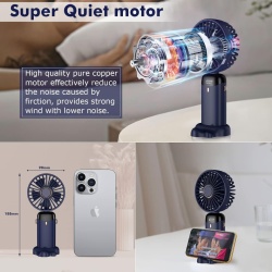 Mini Ventilator de Mână Portabil și Pliabil cu 5 Viteze, Acumulator 4200mAh, Afișaj LED, Încărcare USB, pentru Birou și Exterior - Img 3