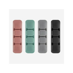 Organizator cabluri si incarcatoare cu dublu adeziv, suport cablu, silicon, Multicolor (Set 4 buc)