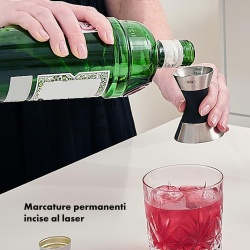 Pahar Dublu de Măsurat pentru Cocktailuri (Jigger) OXO Steel din Oțel Inoxidabil, Măsurători Gravate cu Laser pe Ambele Părți (1/4 oz până la 1 1/2 oz), Inel Central Antiderapant Soft-Grip, Compatibil cu Mașina de Spălat Vase, Inox Argintiu - Img 5