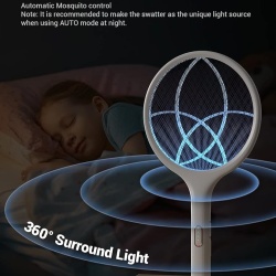 Paletă electrică anti-insecte și țânțari 4000V, mod dublu de funcționare (manual și lampă UV), reîncărcabilă USB, plasă de protecție pe 3 straturi, Alb - Img 7
