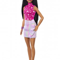 PAPUSA BARBIE FASHIONISTA BRUNETA CU TOP CU STELUTE - Img 2